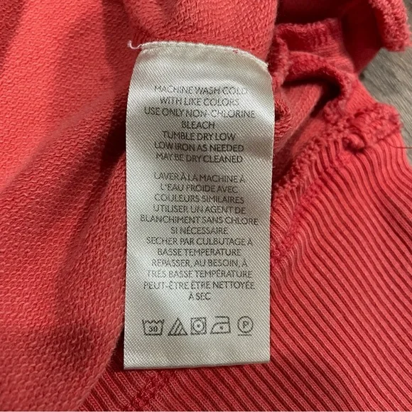 Pilcro Kamrie Pieced Popover Top Red Coral Size Large Oversized Sweatshirt - Picture 8 of 13